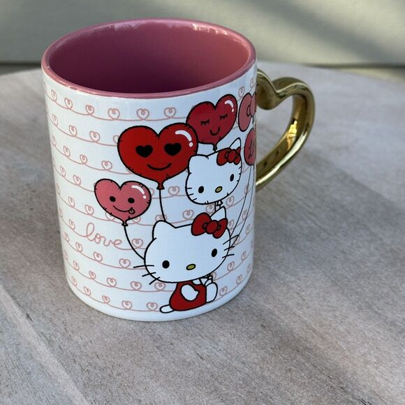 Hello Kitty Love Heart Shaped Handle Ceramic Mug Valentines Day New Sanrio - Picture 8 of 14